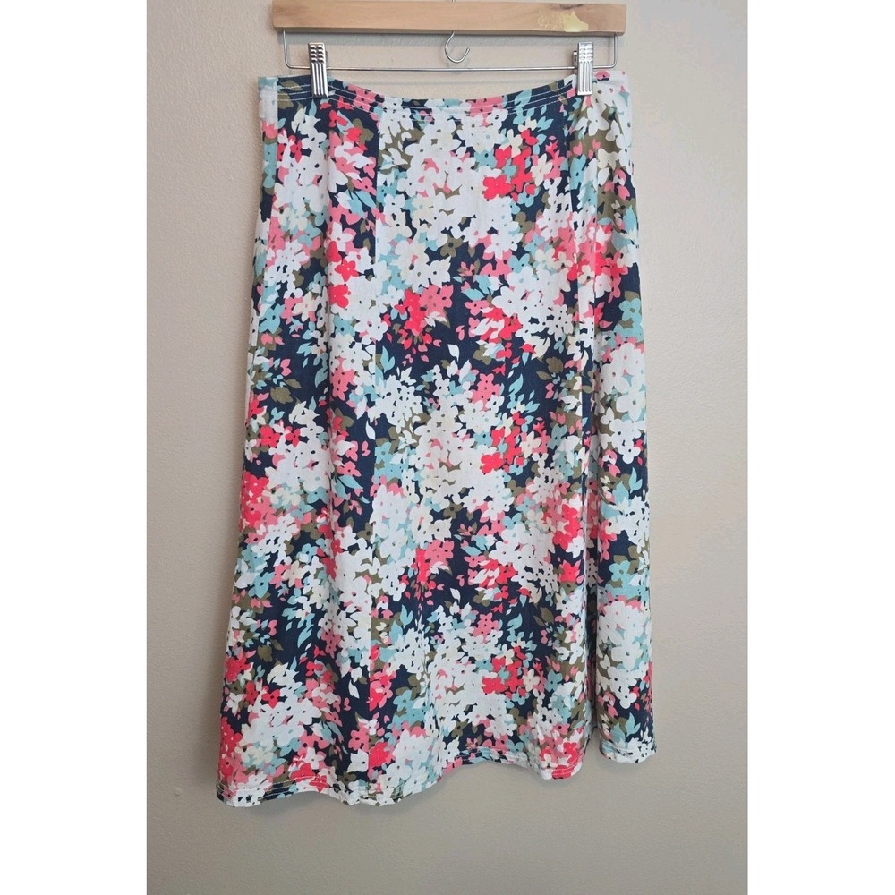 Chadwicks Linen Blend Floral Skirt Size 8 Cottegecore